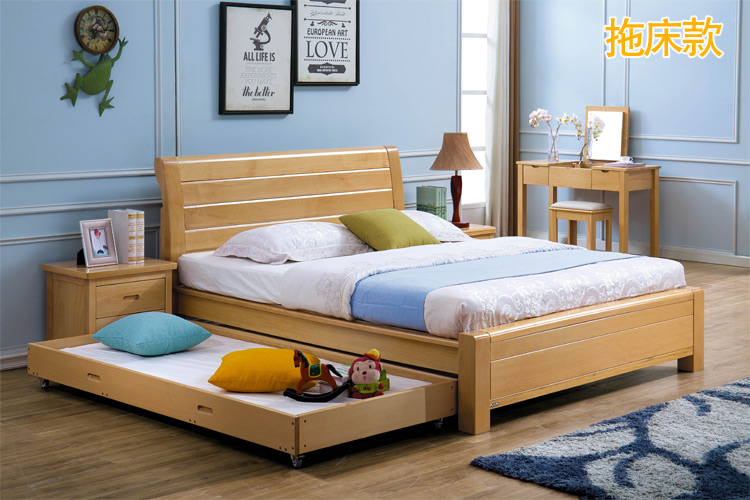 Elm gỗ giường chủ phòng ngủ hiện đại tối giản đôi giường cưới áp lực thủy lực hộp lưu trữ giường ngăn kéo giường kéo - Giường giường gấp hàn quốc