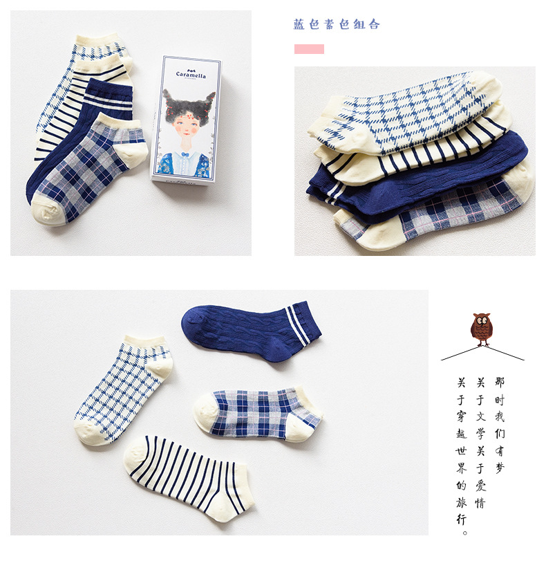 Mùa xuân và hè 2017 mới dành cho phụ nữ Hàn Quốc vớ vớ ngắn cotton cotton thấm hút mồ hôi thấm hút bốn đôi hộp quà vớ nike