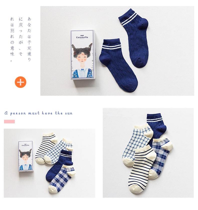 Mùa xuân và hè 2017 mới dành cho phụ nữ Hàn Quốc vớ vớ ngắn cotton cotton thấm hút mồ hôi thấm hút bốn đôi hộp quà vớ nike