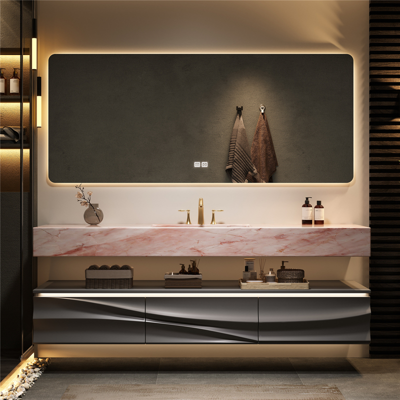 Natural Luxury Stone Bathroom Cabinet, Modern Minimalist Hotel-Style Bathroom Vanity, Washbasin, Sink Cabinet Combination