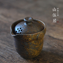 Short tongue cover Bowl hand-grabbing pot teapot cornstone ceramic tea set kung fu tea ceremony tea brewers Japanese antique