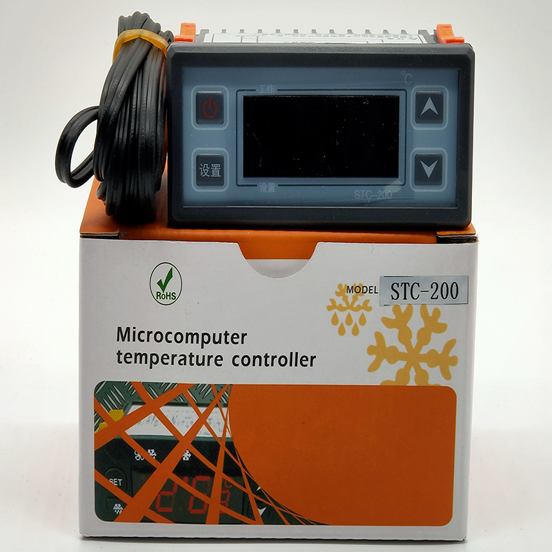 Stc-200 Electric Thermostat, Digital Display Temperature Controller, Refrigeration and Heating Modes Optional, with Probe Stc-200 Electric Thermostat, Digital Display Temperature Controller, Refrigeration and Heating Modes Optional, with Probe