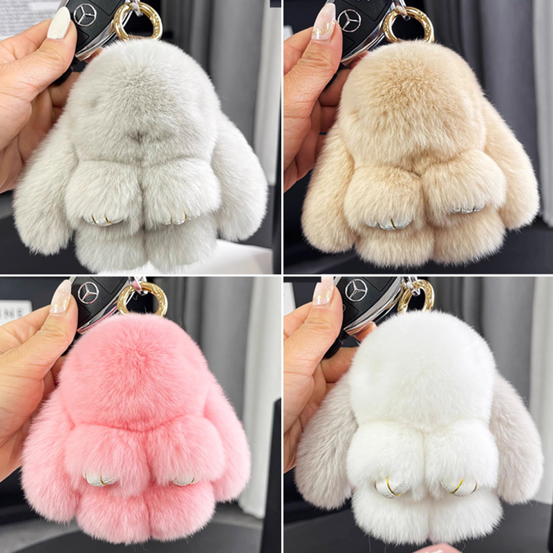 Japanese and Korean Style Plush Rabbit Doll Phone Charm Bag Pendant Car Keychain Plush Toy Car Hanging Ornament