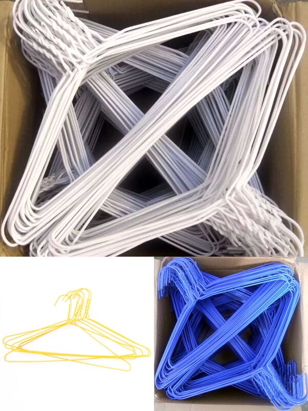 Dry Cleaning Shop Plastic-Coated Hangers White Yellow Blue Coated Hangers Disposable Steel Wire Hangers Thickened 2.2 3.0
