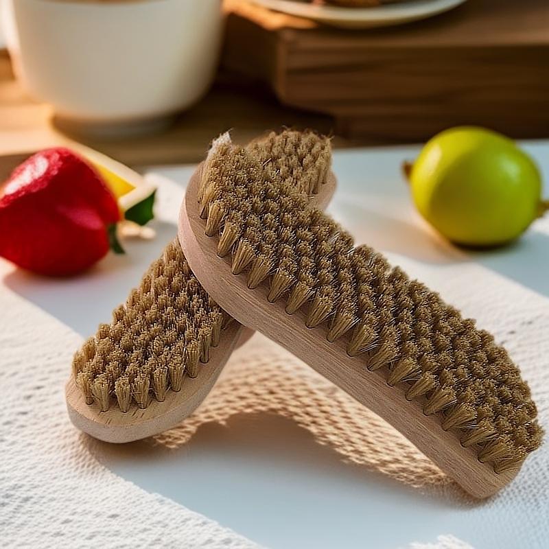 S-Shaped Pig Bristle Brush Dry Cleaning Shop Pre-Treatment Soft Bristle Brush Clothing and Shoe Brush Wooden Handle Pig Bristle Brush Hard-Bristled Nylon Stain Removal Brush