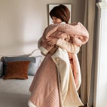 Moisture-absorbing composite three-layer casual blanket thickened milk fluff blanket thickened suede blanket Nap Living Room Warm