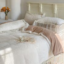 ins Korean wind gentle and soft glutinous like marshmallow double face lamb cashmere cows milk suede four pieces