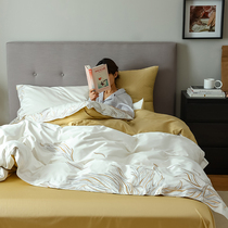 Naked Sleeping Smooth all cotton gon satin 100 long suede cotton embroidered cotton embroidered with four sets of cover sheets pure color bed with supplies