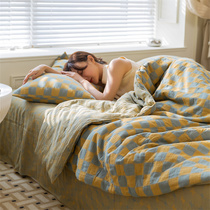 Mother & Child Class A full cotton color weave jacquard double layer yarn summer quilted by summer air conditioning by thin quilt breathable and soft