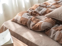 Category A mother and baby Nordic ins soft double layer yarn full cotton four pieces of breathable autumn and winter nude sleeping bed bedding