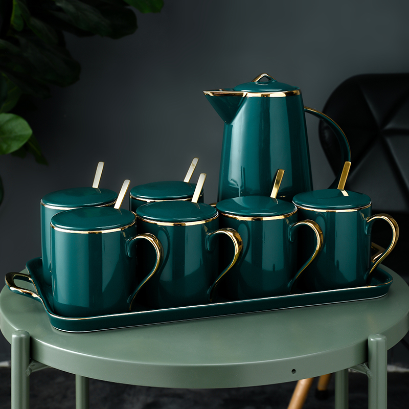 Nordic Light Luxury Water Set Living Room Household Water Cup Tea Cup Set Ceramic Water Cup High Temperature Kettle