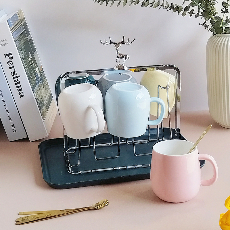 Household Cup Set, High Temperature Resistant Mug, Ceramic Creative Solid Color Tea Cup, High-Looking Office Simple Water Cup
