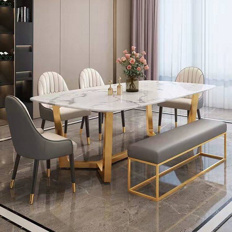 Slate dining table modern minimalist household small apartment light luxury marble dining table and chair combination rectangular dining table