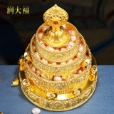 Буддийские храмовые украшения, серебристое золото, наполненное золотом, наполненным золотом, шелковое серебристое серебряное серебристое место, 8см, 8 см.