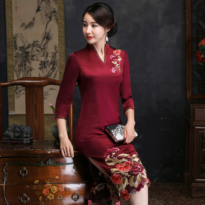 Mom wedding dress, silk cheongsam Mom wedding dress, silk cheongsam