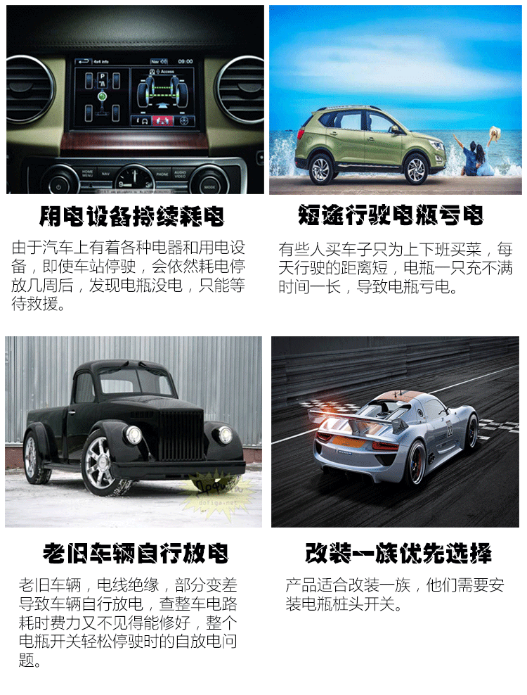 Car Battery Protector Battery Switch Car Battery Power-Off Switch Circuit Breaker Clamp Battery Terminal Rotation