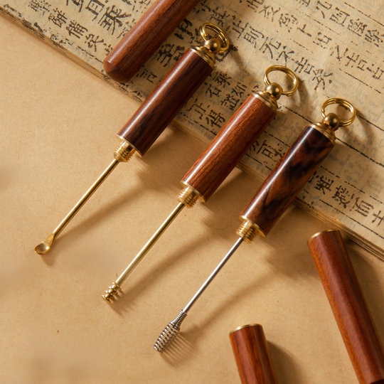 花梨木掏耳勺钥匙扣挂件随身便携实木挖耳勺高品质家用采耳工具