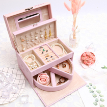 Jewelry storage box Large-capacity household oversized girl princess European-style Korean jewelry storage box