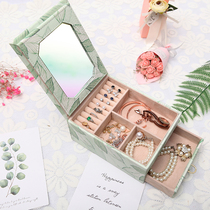 Jewelry box Princess European-style Korean hand earrings necklace jewelry storage box Jewelry ring box Large-capacity finishing box