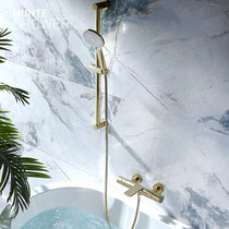 Zirconium gold thermostatic control bathtub shower faucet hanging wall with lifting rod black simple design style