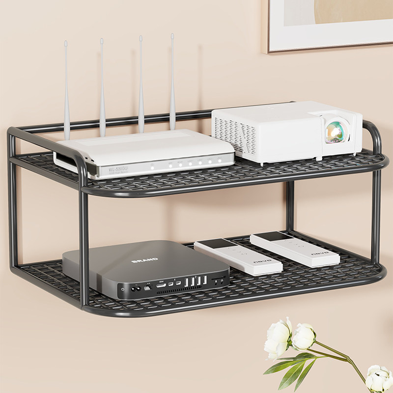 路由器收纳层架宿舍墙上壁挂式挂墙电视机机上盒置物架投影仪放置