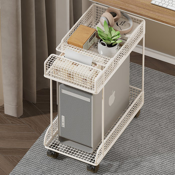 Host bracket bracket under the table desktop computer main chassis base storage rack with wheels removable double-layer wrought iron shelf