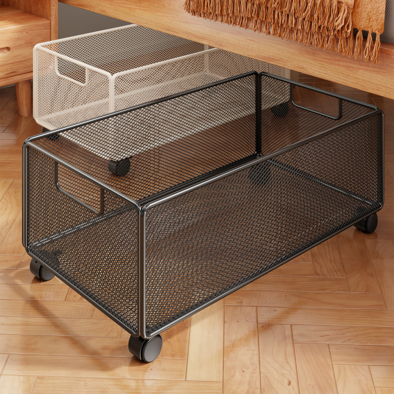 Dormitory Under-Bed Storage Box with Wheels, Large-Capacity Pull-Out Cabinet under the Bed, Flat Storage Basket for Dormitory, Book Storage Box