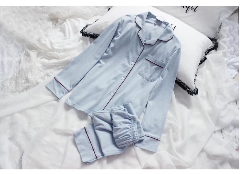 Miễn phí vận chuyển! Mới dệt kim Cotton Cotton vài chiếc quần dài tay nam và nữ quần áo ngủ nam