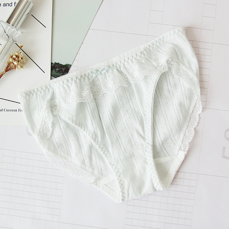 N-630 lưới thoáng khí cotton 100% cotton thắt lưng thấp ren Nhật Bản không dấu vết quần lót nữ sinh