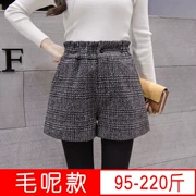 Cộng với quần short XL nữ béo và thu đông chất béo chị 200 cân béo chị eo cao mặc quần ống rộng len len