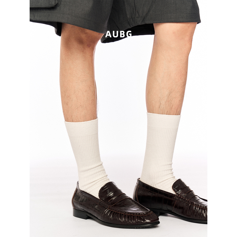 Aubg Long-Termism Style Eel Skin Texture Old Money Style Wrinkled Loafers High-End Versatile Slip-On Leather Shoes for Commuting Aubg Long-Termism Style Eel Skin Texture Old Money Style Wrinkled Loafers High-End Versatile Slip-On Leather Shoes for Commuting