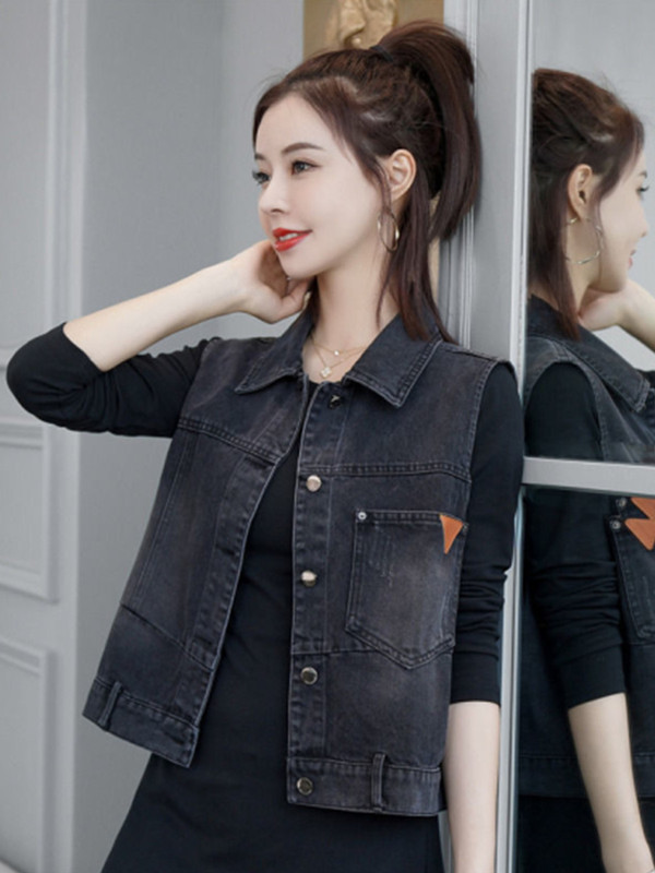 Black Denim Vest for Women, Short Style, 2026 Spring and Autumn, Stylish and Versatile Sleeveless Jacket