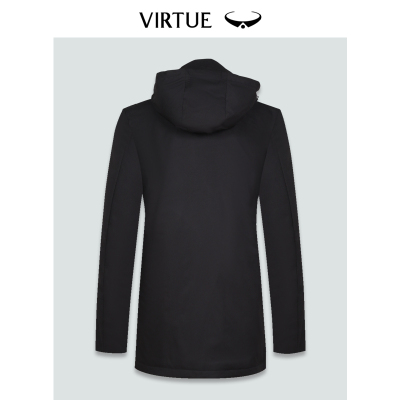 Virtue/富绅秋冬白鸭绒男士羽绒服休闲中长款连帽保暖防风外套