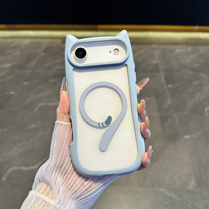 Cute Cat Ears~ Suitable for iPhone Air Phone Case, New High-Transparency Design for Apple 17 Pro Max, Creative Cat Tail Design for 16 Plus, Full Protection Against Drops, Thickened Frame for 15, Hard Case for 14 Pro, Unisex for 13