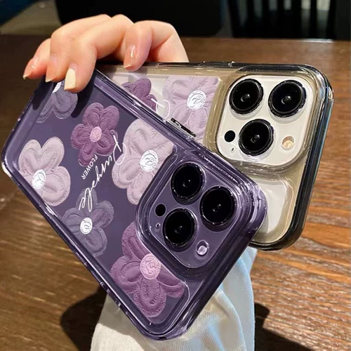Apple, сиреневый совместимый iPhone 13, чехол для телефона, космическая защитная сумка, в цветочек, iphone, 14promax, популярно в интернете, изысканный стиль, 8, 8plus, защита при падении