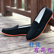 Old Beijing cloth shoes mens set foot walking bun shoes Korean version of beanie trendy casual shoes black and white cloth shoes all-match