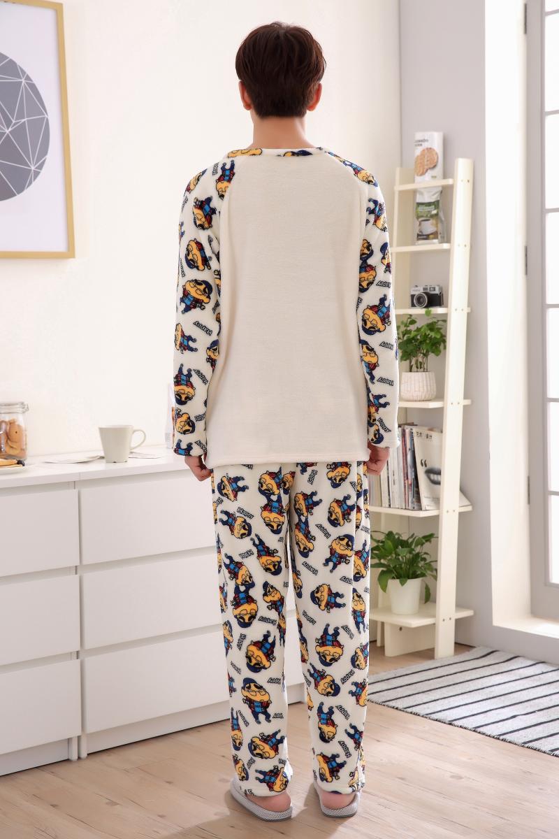 Đồ ngủ nhung nữ mùa đông phiên bản Hàn Quốc của cặp đôi dày ngọt dễ thương bút chì màu nhỏ mới phù hợp với dịch vụ nhà nam flannel bộ pijama