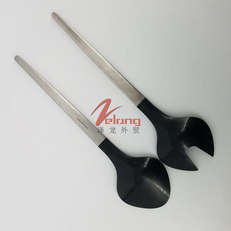 Danish high - end luxury goods salad spoon 18 10 stainless steel handle nylon spoon head scraping