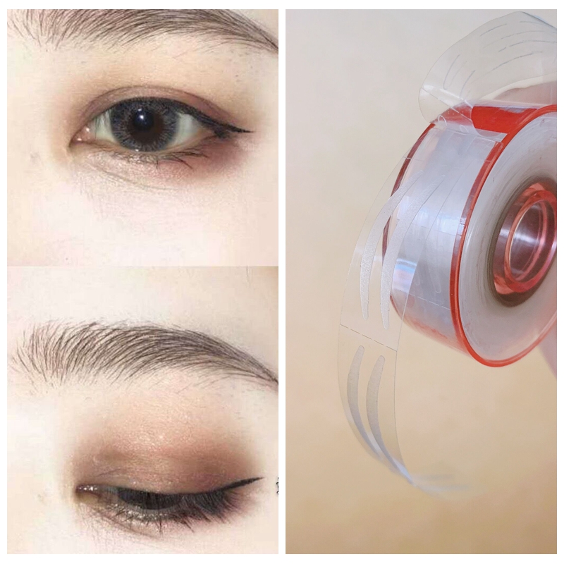 Ultra-sticky transparent non-reflective crescent-shaped double eyelid stickers for women without trace invisible natural swollen bubble eyes narrow waterproof