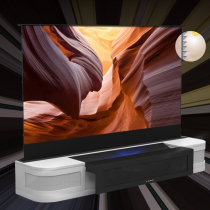 Laser TV curling screen smart TV cabinet telescopic electric lifting curtain anti-light curtain flexible screen black grid 120 inches