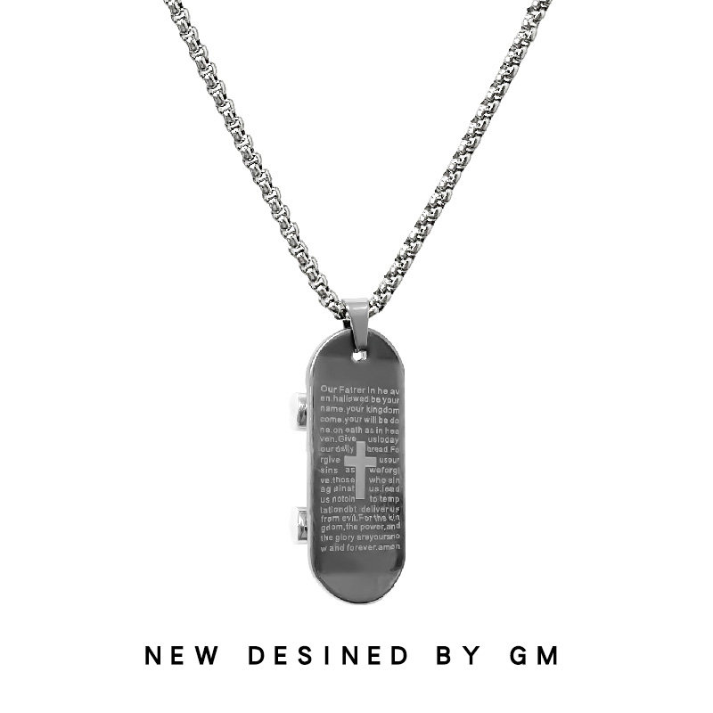 Skateboard Necklace Titanium Steel High-grade Personality Letter Decoration