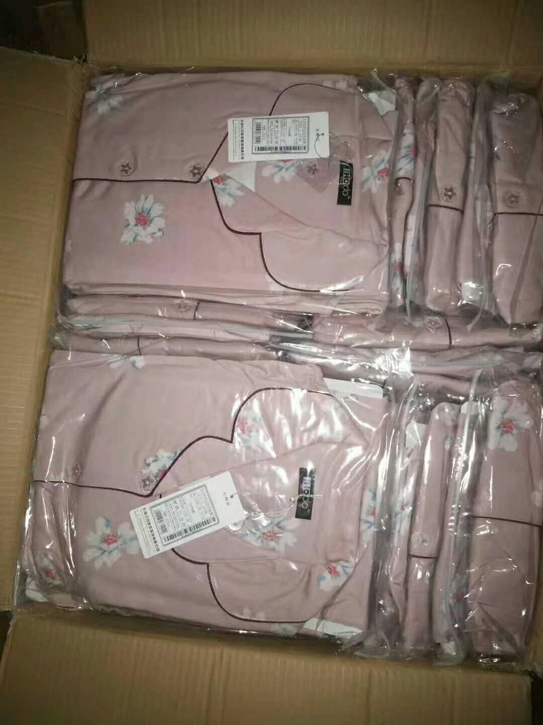 Hodo đậu đỏ đích thực mùa thu và mùa đông cotton nữ dịch vụ nhà kích thước lớn mở nút quần dài tay hai mảnh 7J522 pyjama thu đông