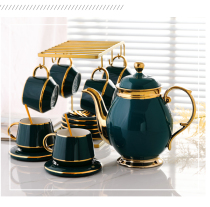 European style small luxury gold edge coffee cup saucer set ceramic home afternoon Nordic tea set with cup holder