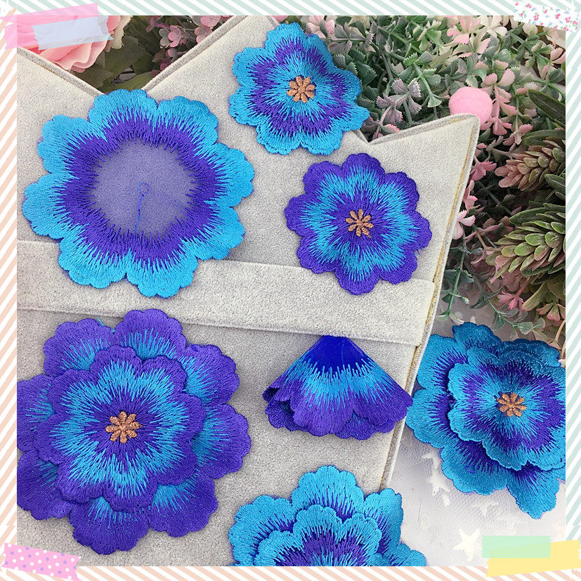 Package price Magic gradient embroidery silky flower decorative cloth appliqué piece diy hair accessories clothing material accessories