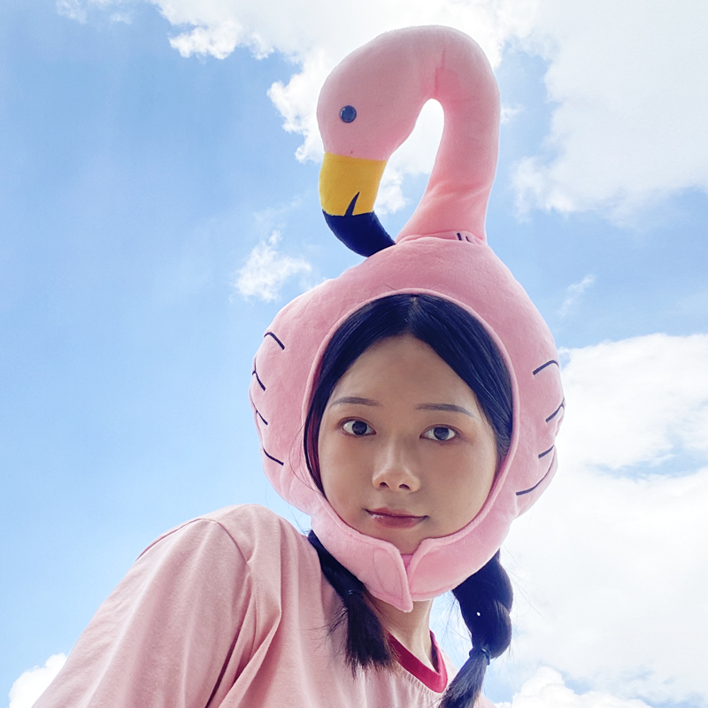 Net red vibrato funny hat female headwear photo props cute girl heart flamingo headgear ins tide