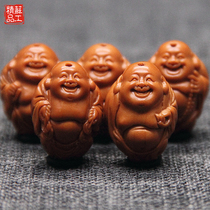 Sugong olive nuclear carving eighteen Maitreya Buddha necklace Wen play long string pure hand carved mens and womens handlebar pendant