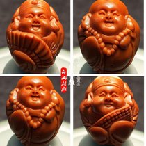 Olive core carving God of wealth Maitreya hand string Pure hand carving Su Gong Cai Fan mens play bracelet Core carving first village