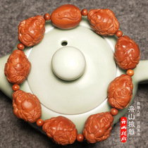 Olive core carving hand string handmade small God of wealth hand string Mens play bracelet Zhoushan core carving Olive core carving