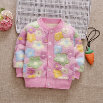 2022 new childrens double-sided fleece sweater baby double-sided fleece coat baby cardigan autumn and winter childrens sweater to keep warm