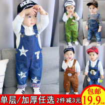 Baby overalls single pants over pants jeans childrens clothing autumn and winter models 0123 years old baby children girls boys warm pants